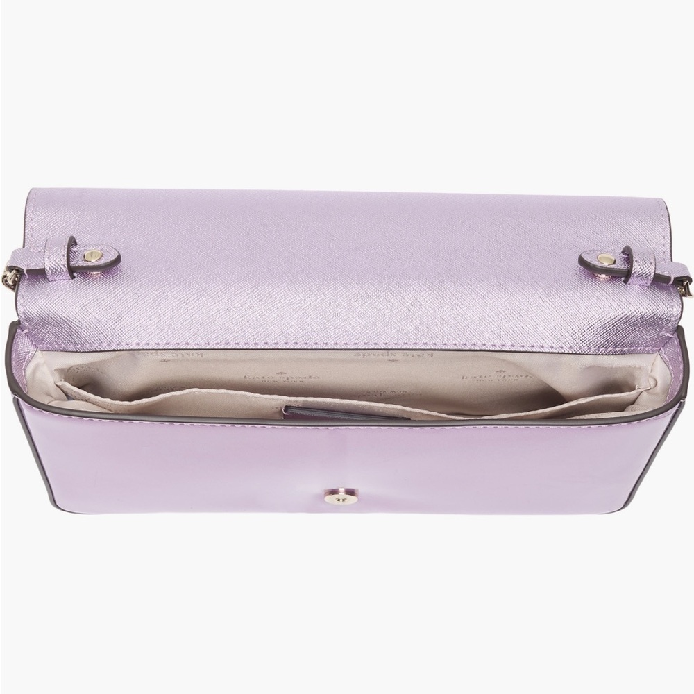 kate spade NWT Kenzie small Metallic Quartz Pink Convertinle Crossbody Clutch - Picture 7 of 16